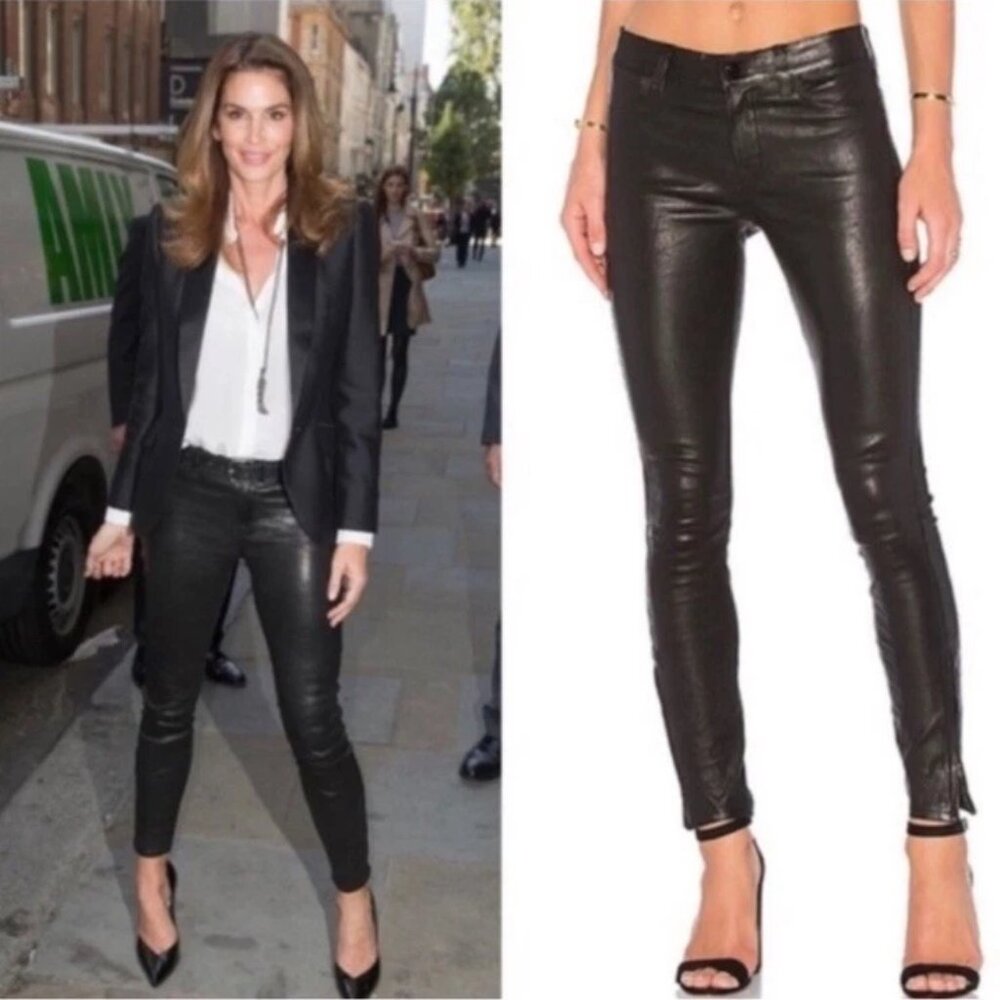 J Brand Mid-Rise Lamb Leather Pants Size 27